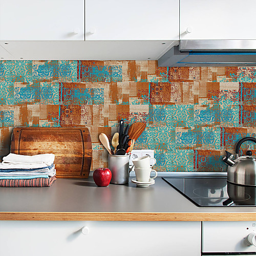 

20x10cmx9pcs Rusty Pattern Wall Stickers Retro Oil-proof Waterproof Tile Wallpaper For Kitchen Bathroom Ground Wall House Decoration