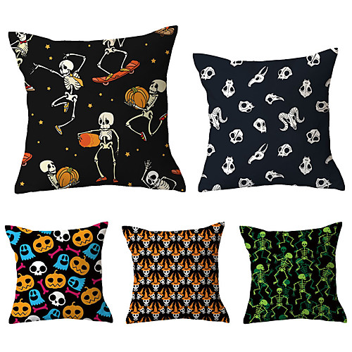 

Halloween Party Halloween Decor Horror Ghost Set of 5 Throw Pillow Simple Classic 4545 cm Cotton / Linen Pillow Cover Floral Pattern Floral Print Flower Patterned