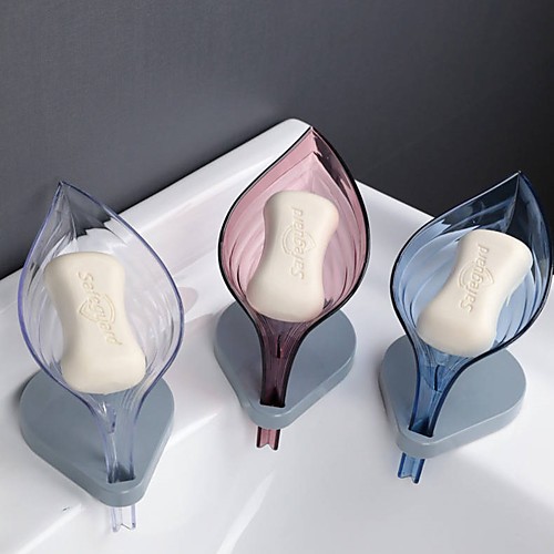 

2pcs Leaf Soap Dish Creative Soap Box Leaf Shaped Soap Holder with Suction Base Kitchen Storage Ramdon Color