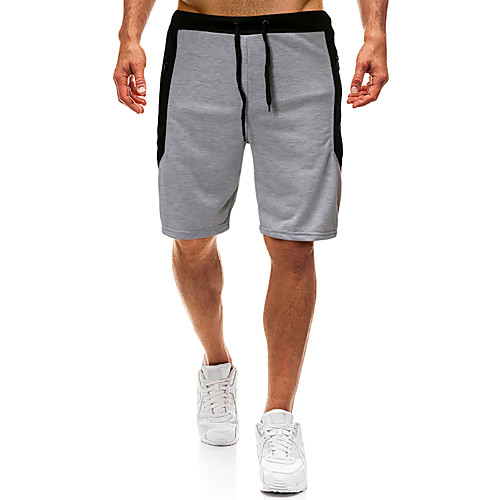 

Men's Sporty Slim Sweatpants Pants Solid Colored Knee Length Patchwork Black Light gray Dark Gray