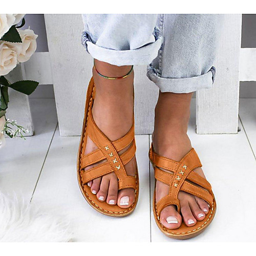 

Women's Sandals Wedge Sandals Flat Sandal Summer Wedge Heel Open Toe Daily PU White / Yellow / Brown