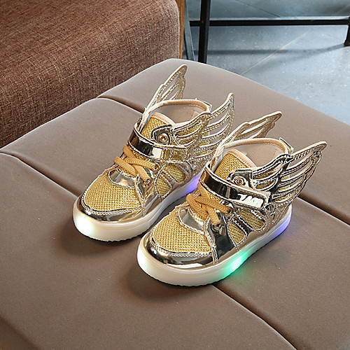 

Girls' Comfort / USB Charging PU Flats Little Kids(4-7ys) Luminous Pink / Gold / Silver Spring