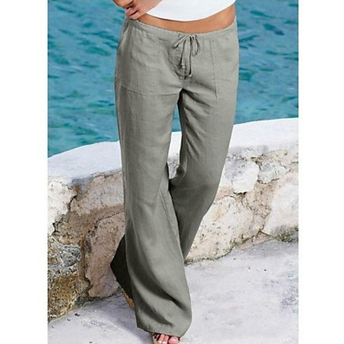 

Women's Basic Loose Chinos Pants - Solid Colored Cotton White Black Khaki S / M / L