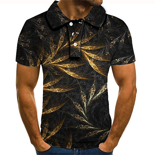 

Men's Plus Size 3D Graphic Polo Street chic Exaggerated Daily Going out Shirt Collar Rainbow / Short Sleeve