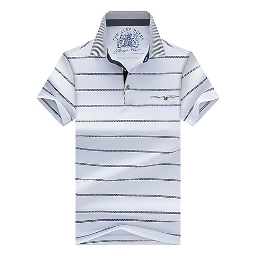

Men's Striped Polo Basic Daily White / Navy Blue / Gray / Short Sleeve