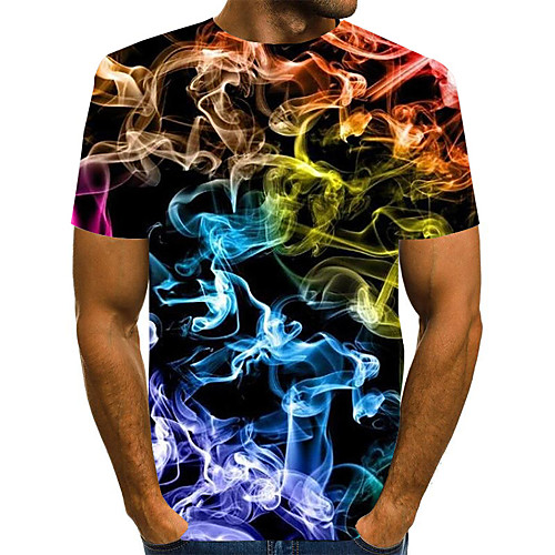 

Men's 3D Graphic T-shirt Daily Round Neck Rainbow / Short Sleeve