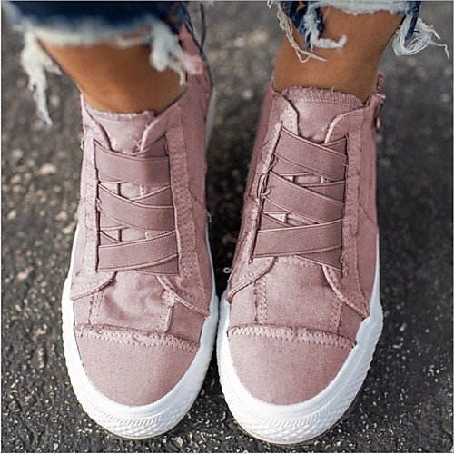 

Women's Sneakers Flat Heel Closed Toe Canvas Summer Pink / Blue / White