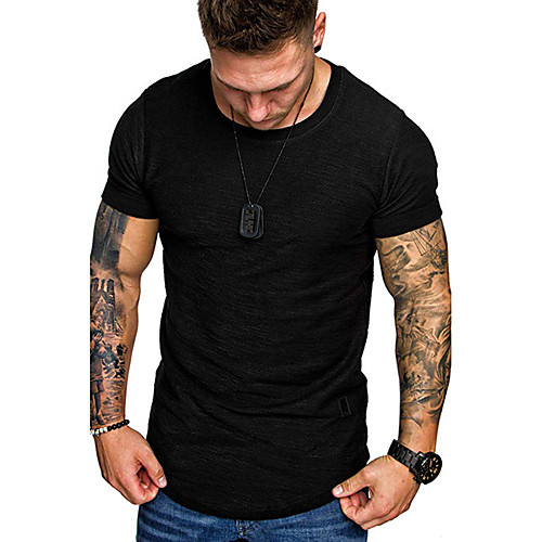 

Men's Solid Colored T-shirt - Cotton Daily Round Neck White / Black / Khaki / Green / Gray / Short Sleeve