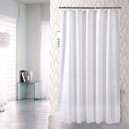 

Mildew Resistant Antibacterial Waterproof Pure Color Bathroom Impervious Plain Polyester Mould Shower Curtain