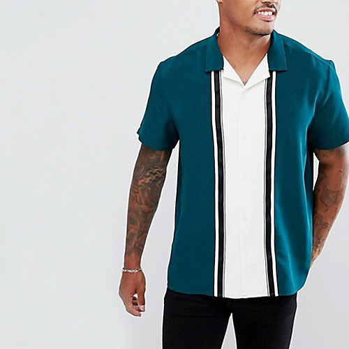 

Men's Striped Shirt Sports Blue / Short Sleeve