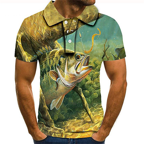 

Men's Plus Size 3D Graphic Polo Street chic Exaggerated Daily Going out Shirt Collar Rainbow / Short Sleeve