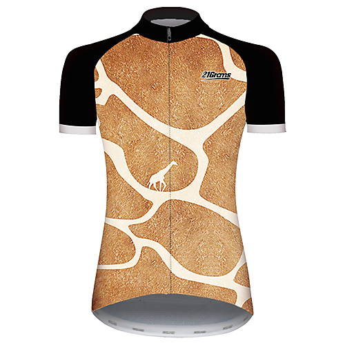 

21Grams Women's Short Sleeve Cycling Jersey Spandex Black / Orange Giraffe Animal Bike Jersey Top Mountain Bike MTB Road Bike Cycling UV Resistant Quick Dry Breathable Sports Clothing Apparel