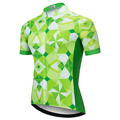 

21Grams Men's Short Sleeve Cycling Jersey Spandex Polyester Green Plaid / Checkered Bike Jersey Top Mountain Bike MTB Road Bike Cycling UV Resistant Breathable Quick Dry Sports Clothing Apparel