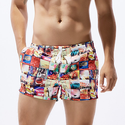 

SEOBEAN Men's Swim Shorts Swim Trunks Bottoms Breathable Quick Dry Drawstring - Swimming Surfing Beach Painting Spring Summer / Micro-elastic
