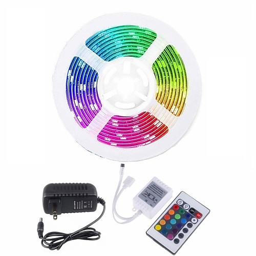 

5m Flexible LED Light Strips Light Sets RGB Strip Lights 150 LEDs SMD5050 10mm 1 24Keys Remote Controller 1 x 2A power adapter 1 set Multi Color Christmas New Year's Waterproof Party Decorative