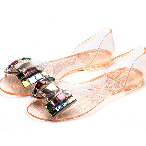 

Women's Sandals Flat Sandal Spring & Summer Flat Heel Round Toe Daily PVC Black / Gold