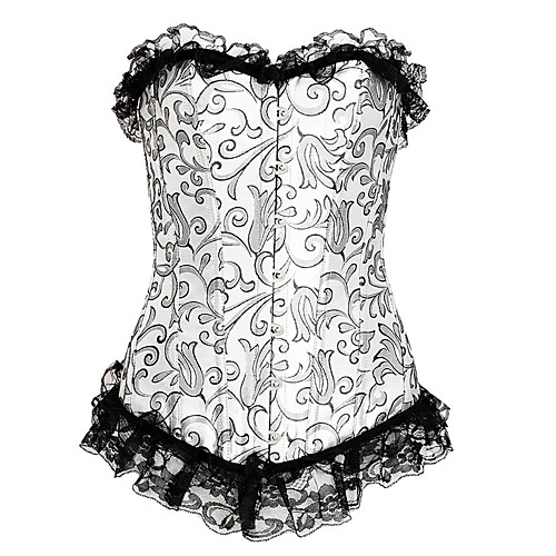 

Women's Lace Up Corset Set - Sexy / Lace / Fashion, Tie Back Silver S M L