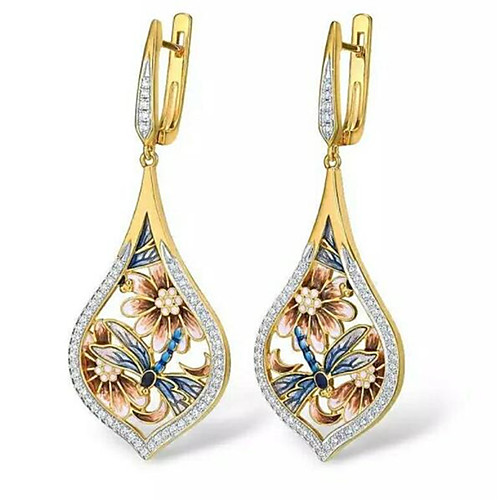 

Women's Drop Earrings Geometrical Fashion Stylish Gold Plated Imitation Diamond Earrings Jewelry Gold For Anniversary 1 Pair