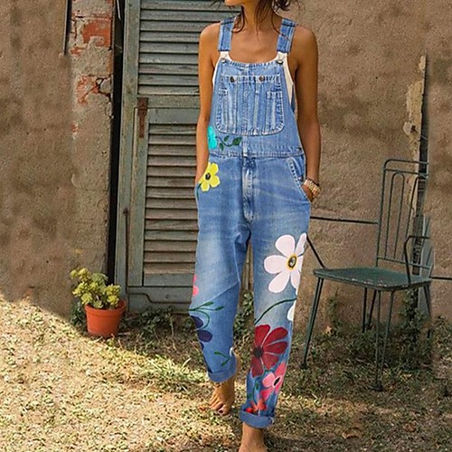 

Women's Blue Gray Light Blue Jumpsuit Onesie, Geometric S M L