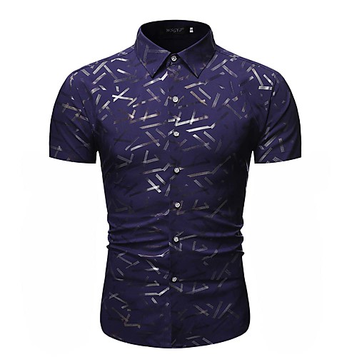 

Men's Geometric Graphic Shirt Daily Black / Red / Navy Blue / Short Sleeve