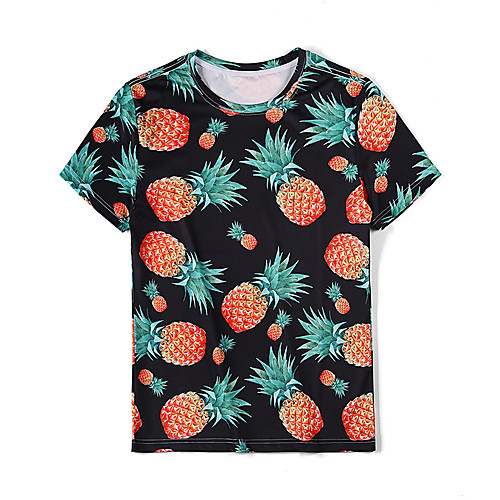 

Men's T shirt 3D Fruit Print Half Sleeve Daily Tops Basic Black