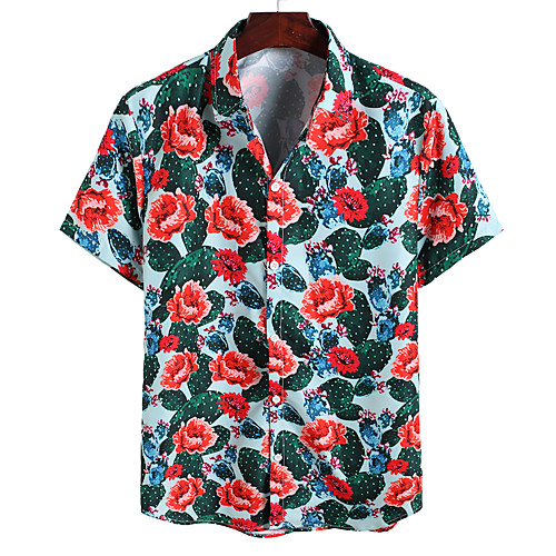 

Men's Shirt Geometric Short Sleeve Holiday Tops Blue