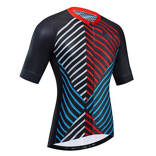 

21Grams Women's Short Sleeve Cycling Jersey RedBlue Stripes Patchwork Bike Jersey Top Mountain Bike MTB Road Bike Cycling UV Resistant Quick Dry Breathable Sports Clothing Apparel / Stretchy