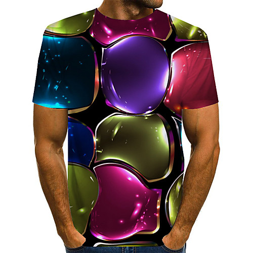 

Men's Plus Size Color Block Rainbow Print T-shirt Basic Exaggerated Daily Weekend Round Neck Rainbow / Short Sleeve