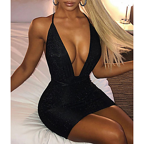 

Women's Strap Dress Short Mini Dress Black Blushing Pink Beige Sleeveless Solid Color Hot Sexy S M L XL