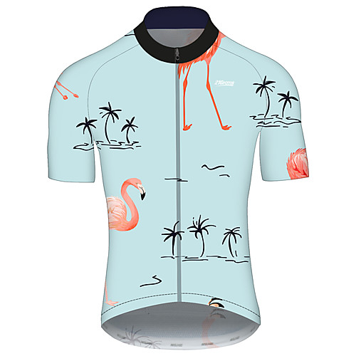 

21Grams Men's Short Sleeve Cycling Jersey Blue Flamingo Floral Botanical Animal Bike Jersey Top Mountain Bike MTB Road Bike Cycling UV Resistant Quick Dry Breathable Sports Clothing Apparel