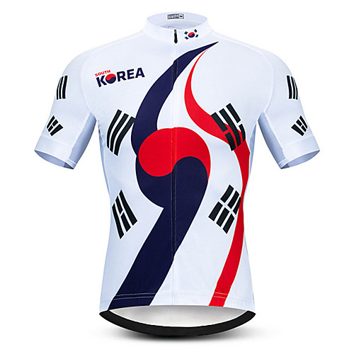 

21Grams Men's Short Sleeve Cycling Jersey Red / White Korea National Flag Bike Jersey Top Mountain Bike MTB Road Bike Cycling UV Resistant Quick Dry Breathable Sports Clothing Apparel / Stretchy