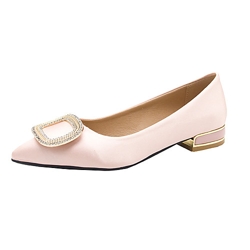 

Women's Wedding Shoes 2020 Block Heel Pointed Toe Sparkling Glitter Satin Chinoiserie Fall / Spring & Summer Red / Fuchsia / Champagne
