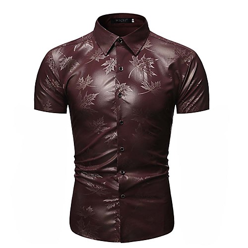 

Men's Floral Graphic Tropical Leaf Shirt Tropical Daily Black / Red / Navy Blue / Short Sleeve