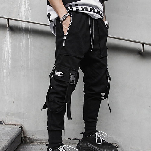 

Men's Basic Loose Jogger Pants Solid Colored Full Length Black