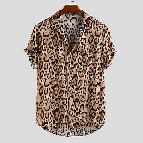 

Men's Leopard Shirt Sports Black / Royal Blue / Brown / Short Sleeve