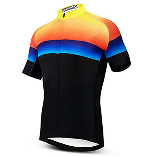 

21Grams Men's Short Sleeve Cycling Jersey Black / Yellow Gradient Bike Jersey Top Mountain Bike MTB Road Bike Cycling UV Resistant Breathable Quick Dry Sports Clothing Apparel / Stretchy / Race Fit