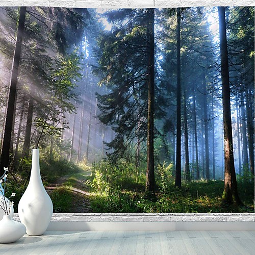 

Misty Forest Tapestry Wall Hanging Nature Landscape Tapestry Sunshine Through Tree Tapestries for Bedroom Living Room Dorm Décor (90.5''L×70.8''W)