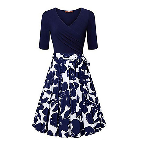 

Women's Sheath Dress - Short Sleeves Solid Color V Neck White Blue Red S M L XL XXL