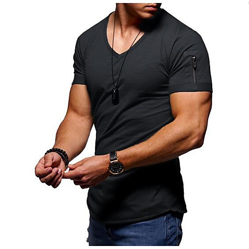 

Men's Graphic Solid Colored Slim T-shirt Daily Round Neck Wine / White / Black / Blue / Army Green / Dark Gray / Orange / Navy Blue / Short Sleeve