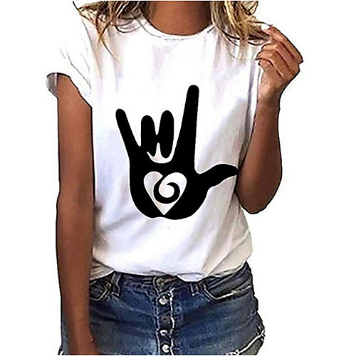 

Women's Geometric Print T-shirt - Cotton Daily White / Black / Blue / Red / Yellow / Gray