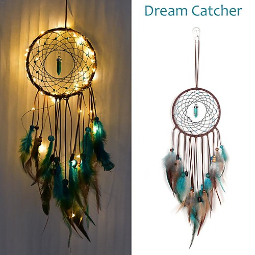 

Dream catcher Led Handmade Dreamcatcher Feathers Night Light dream catchers Wall Hanging Home Room decoration