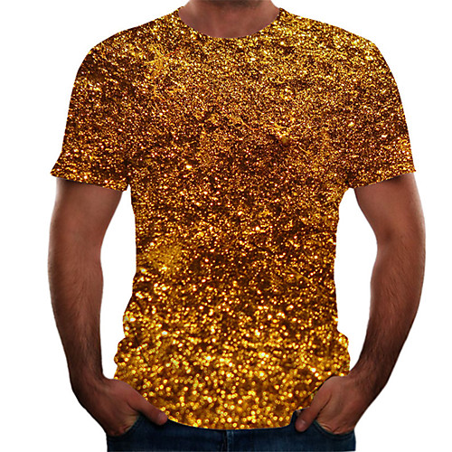 

Men's T shirt Color Block 3D Plus Size Print Short Sleeve Daily Tops Basic Orange