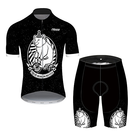 

21Grams Men's Short Sleeve Cycling Jersey with Shorts Spandex Polyester Black / White Animal Bear Snake Bike Clothing Suit UV Resistant Breathable Quick Dry Sweat-wicking Sports Animal Mountain Bike