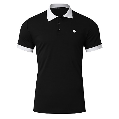

Men's Graphic Solid Colored Patchwork Polo Business Basic Daily Work Shirt Collar Black / Short Sleeve