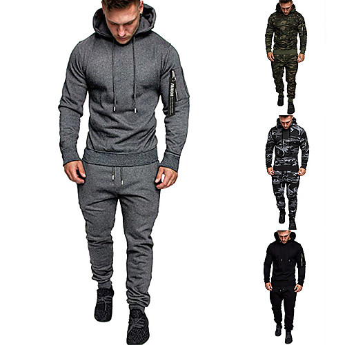 

Men's 2-Piece Tracksuit Sweatsuit Jogging Suit 2pcs Pullover Running Active Training Fitness Thermal / Warm Breathable Moisture Wicking Sportswear Athletic Clothing Set Long Sleeve Activewear