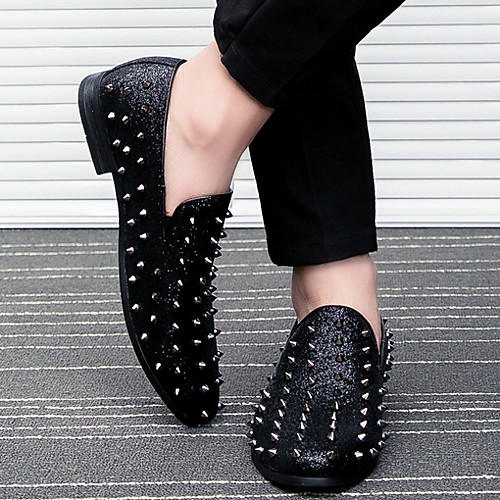 

Men's PU Spring & Summer Classic Loafers & Slip-Ons Black / Silver