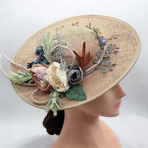 

Straw Straw Hats with Flower 1 Piece Party / Evening / Tea Party Headpiece