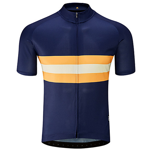 

21Grams Men's Short Sleeve Cycling Jersey BlueYellow Stripes Solid Color Bike Jersey Top Mountain Bike MTB Road Bike Cycling UV Resistant Quick Dry Breathable Sports Clothing Apparel / Stretchy