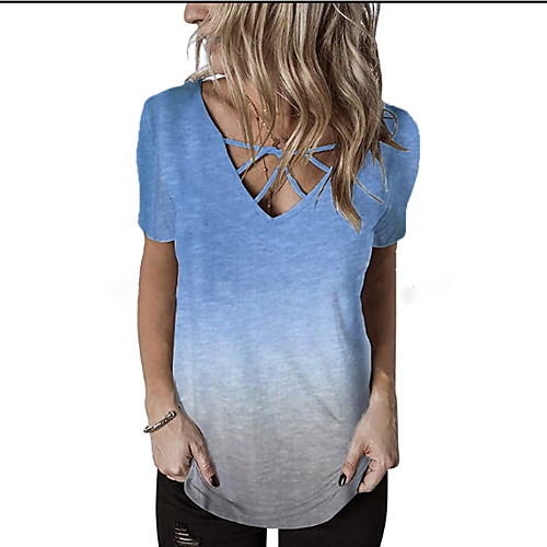 

Women's Color Block Tie Dye T-shirt Daily V Neck Purple / Red / Yellow / Blushing Pink / Green / Light Green / Light Blue