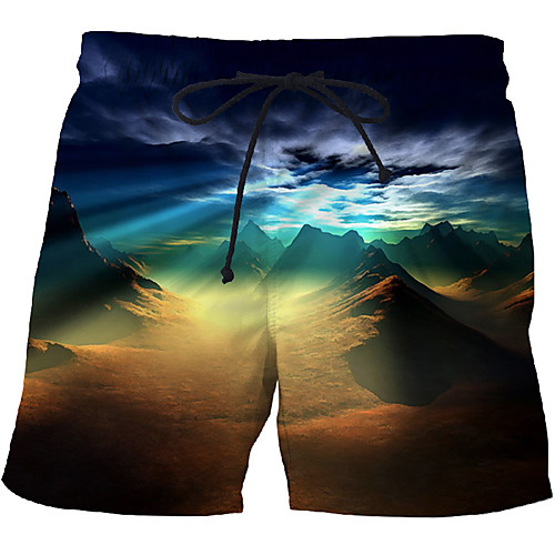 

Men's Sporty Exaggerated Plus Size Skinny Sweatpants Shorts Pants 3D Geometric Pattern optical illusion Short Print Rainbow